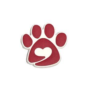 Dog Paw Print Heart Red Croc Shoe Charm Jibbitz